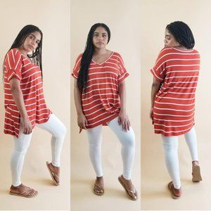 Striped Tunic Legging Set - Brick